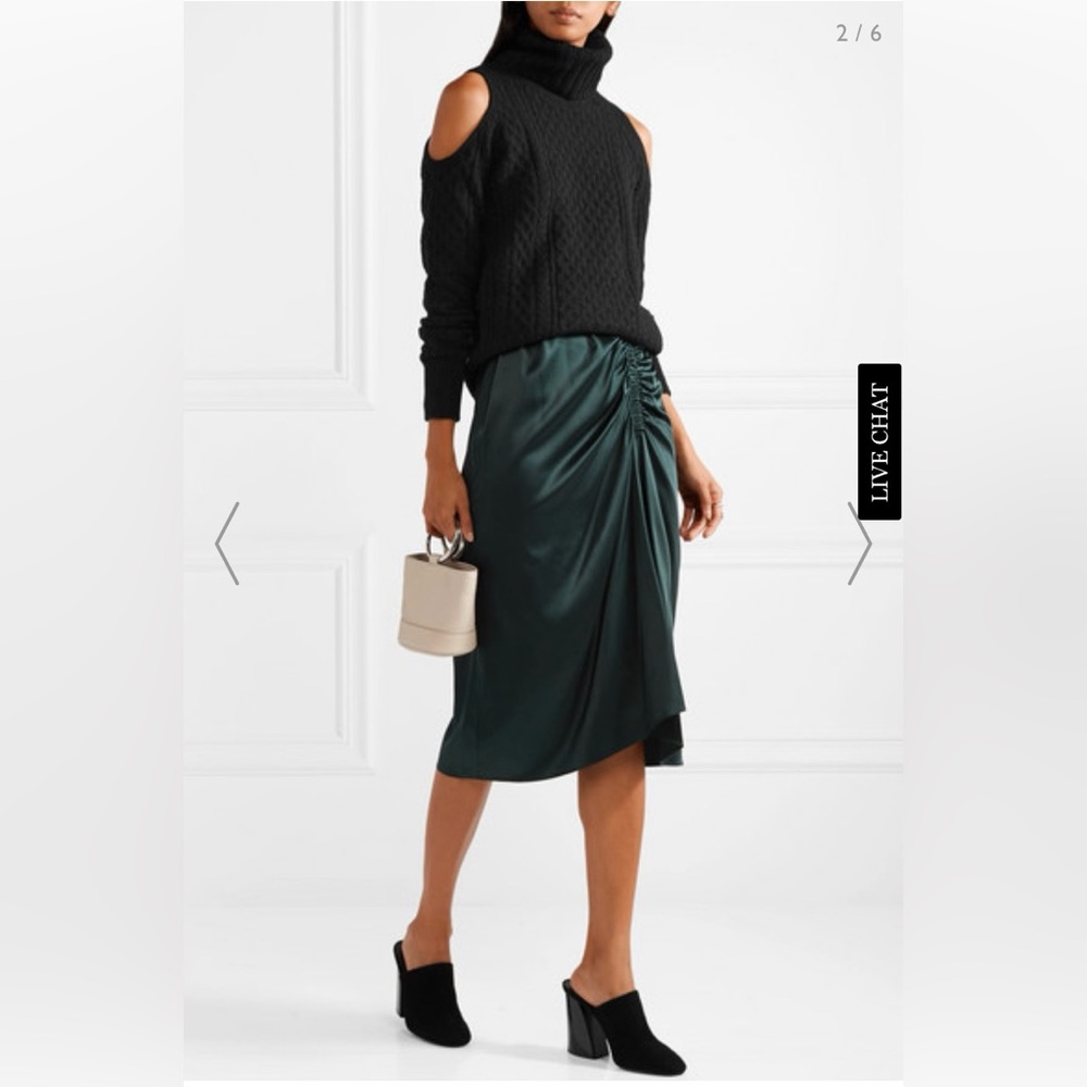 (SOLD)THEORY Cold Shoulder Cable T Neck Sweater